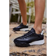 Angelina Jones Ready Kadın Siyah Gercek Deri Sneaker
