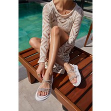 Angelina Jones Flowe Kadin Siyah Taş Detay Fusped Taban Sandalet