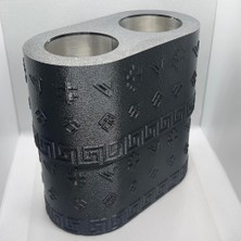 Mottopi 2 Adet Çift Kadeh Ehlikeyf Kilim Motifli, Termojelli Paslanmaz Çelik, Donarak Soğutan-Siyah