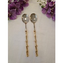 Bambu 2 Parça Salata Servis Kaşık Seti Gold