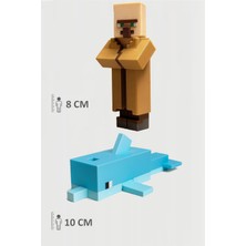 Minecraft Villager Köylü ve Yunus Dolphin Set Hareketli Eklemli Figür