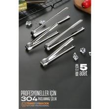 MiraLive Modacar Mini 12.5 cm Buz Maşası - Şeker Limon Maşası Kokteyl Servis Maşası 5 Li Paket 304 Paslanmaz Çelik