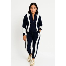 Moderie Butik Premium Parçalı Eşofman Takım - Dik Yaka Fermuarlı Sweatshirt - Siyah