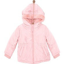 Hellobaby Kız Bebek Basic Kapüşonlu Mont Fermuarlı Hakim Yaka Uzun Kol Bej
