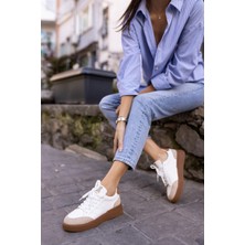 Angelina Jones Gordon Kadın Bej Cilt Leopar Garnılı Sneaker
