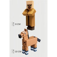Minecraft Villager Köylü ve At Horse  Set Hareketli Eklemli Figür