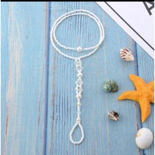 Shiklik Beyaz Renk Inci Boncuk Kadın Halhal