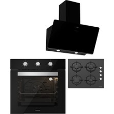 Silverline BO6503B01 - CS5343B01 - 3457 Soho 60 Siyah Cam Ankastre Set