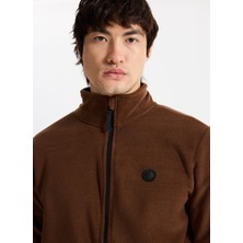 Discovery Expedition D5WM-SWT3301 Kahve Dik Yaka Basic Düz Erkek Polar Sweatshırt