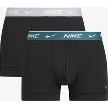 Nike Dri Fit Ultra Stretch 2 Pack Micro 2 Li Paket Kısa Boxer Siyah 2 Renk Bantlı