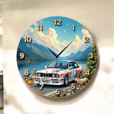 AA Shop Araba Doğa Renkli Baskı Desenli Sayılı Hediyelik Ahşap Sessiz Tablo Duvar Saati