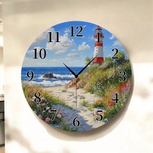 AA Shop Doğa Manzara Renkli Baskı Desenli Sayılı Hediyelik Ahşap Sessiz Tablo Duvar Saati