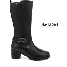 Gönderi(r) Kadın Siyah  Kalın Topuklu Hakiki Deri Çizme