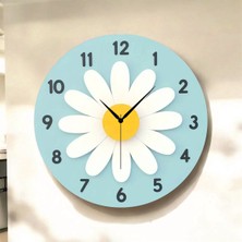 AA Shop Çiçek Renkli Baskı Desenli Sayılı Hediyelik Ahşap Sessiz Tablo Duvar Saati