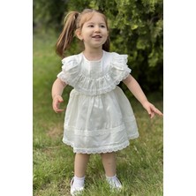 Baby Animals Kız Bebek Elbise Kız Çocuk Elbise Doğum Günü Parti Düğün Elbise Dantelli Kısa Kol astarlı elbise