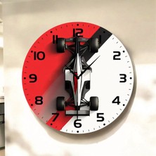 AA Shop F1 Yarış Araba Renkli Baskı Desenli Sayılı Hediyelik Ahşap Sessiz Tablo Duvar Saati