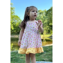 Baby Animals Kız Bebek Elbise Kız Çocuk Elbise Doğum Günü Parti Düğün Elbise Dantelli Kısa Kol astarlı elbise