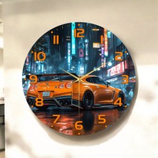 AA Shop Araba Renkli Baskı Desenli Sayılı Hediyelik Ahşap Sessiz Tablo Duvar Saati