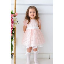 Baby Animals Kız Bebek Elbise Kız Çocuk Elbise Doğum Günü Parti Düğün Elbise Dantelli Kısa Kol astarlı elbise