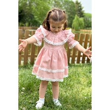 Baby Animals Kız Bebek Elbise Kız Çocuk Elbise Doğum Günü Parti Düğün Elbise Dantelli Kısa Kol astarlı elbise