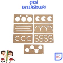 Eding Montessori Yazıya Hazırlık El Kası Geliştirme 7 Li Ahşap Set Çizgi, Desen , Şekil Çalışmaları