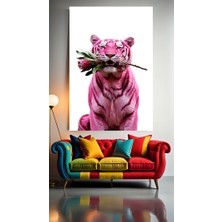 Sürpriz Yapan Pembe Kaplan :) Ev Duvar Salon Güzellik Salonu Ofis Dükkan Dekarasyon Kanvas Tablo