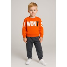 Gigi Giyim Yazı Baskılı Üç Ip Erkek Çocuk Takım