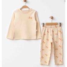 Eslenza Kız Çocuk Pijama Takımı - Eslenza - Bej - 4 Yaş - 2095-BEJ-4 Yaş