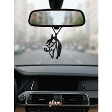 Glam Dekorasyon Araba Dikiz Aynası Süsü, Minimal At Binicilik Konseptli Araç Içi Dekor Oto Aksesuar Pla Materyal