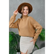 Lujiz Kadın Kazak Boyunlu Kazak Camel - 214430