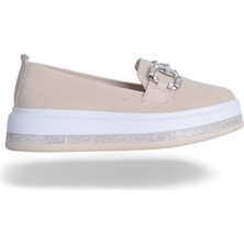 Moda Ayakkabı Abboud 2157 Krem Kadın Babet Ayakkabı