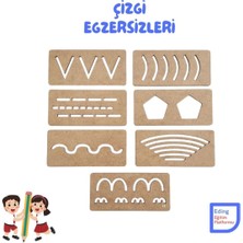 Eding Montessori Yazıya Hazırlık El Kası Geliştirme Ahşap Set Çizgi, Desen ve Şekil Çalışmaları