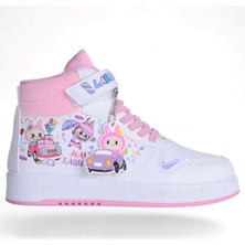 Moda Ayakkabı Prokids 4444 Beyaz-Pembe Kız Çocuk Bot Ayakkabı