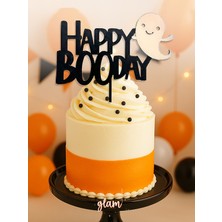 Glam Dekorasyon Happy Boo Day Cadılar Bayramı Halloween Korku Parti Siyah Tekli Kek Tatlı Süsü Pasta Kürdanı