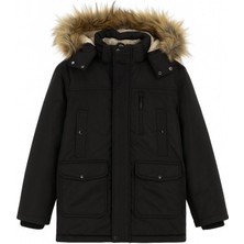 CGA Erkek Siyah Kürklü Mont Içi Polarlı Siyah Erkek Mont