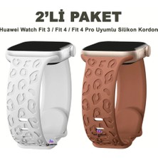 Dexmon Huawei Watch Fit 3 / Fit 4 / Fit 4 Pro Uyumlu Leopar Desenli 2’li Silikon Kordon Seti