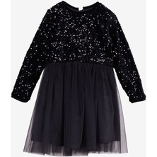 Barbie Pullu Siyah Kız Çocuk Abiye Elbise BRB5WG-ELB6661