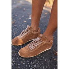 Angelina Jones Bosetti Kadın Tutun Taba Gercek Suet Bagcikli Sneaker