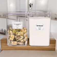 Naturelove 2 Adet Vakum Kapaklı Tablet ve Deterjan Etiketli Ölçek Hediyeli Saklama Kabı Kavanoz 3 Litre