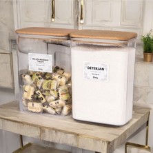 Naturelove 2'li Ahşap Vakumlu Kapaklı Tablet ve Toz Deterjan Etiketli Kutu Akrilik 3 Litre