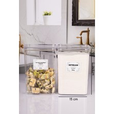 Naturelove 2 Adet Vakumlu Kapaklı Tablet ve Toz Deterjan Etiketli Kutu Akrilik 3 Litre