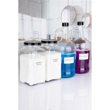 Naturelove Dekoratif Cam 4'lü Yumuşatıcı ve Sıvı Deterjan Şişesi 3 Lt ve Deterjan Whites Colors Kavanozu 3 Lt