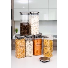 Naturelove 6 Lı 800 ml Borosilikat Cam Kavanoz Vakumlu Metal Kapaklı Erzak Saklama Kabı Etiket Hediyeli