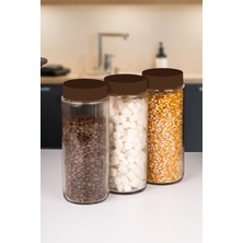 Naturelove 3 Lü Jumbo Boy Kapaklı Cam Erzak Kavanozu Saklama Kabı 1500 ml