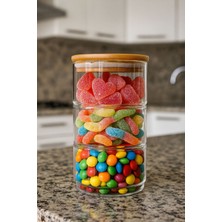 Naturelove 3 Katlı Cam Saklama Kabı – Bambu Kapaklı Vakumlu Drajelik, Çerezlik, Şekerlik, Kahvaltılık