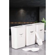 Naturelove 3'lü Ölçekli Beyaz Vakum Akrilik Renkliler Beyazlar Tablet Deterjan Saklama ve Düzenleyici 3 Lt