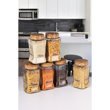 Naturelove 6 Lı 1100 ml Cam Kavanoz Erzak Saklama Kabı Özel Seri Işlemeli ve Etiket Hediyeli