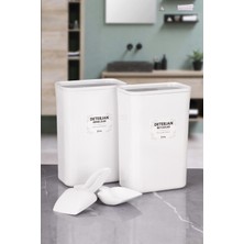 Naturelove 2 'li Ölçekli Beyaz Akrilik Vakum Kapak Renkliler Beyazlar Toz Deterjan Saklama Düzenleme Kutu 3 Lt