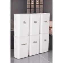 Naturelove 6'lı Beyaz Erzak Saklama Kutusu Vakumlu Kapaklı 3 Lt Akrilik Etiketli