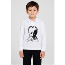Gala Stil Gala Atatürk Baskılı Uzunkol Yakalı Çocuk Tişört